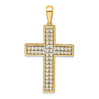 1 Carat Lab-Made Men’s Diamond Cross Pendant in 14K Gold